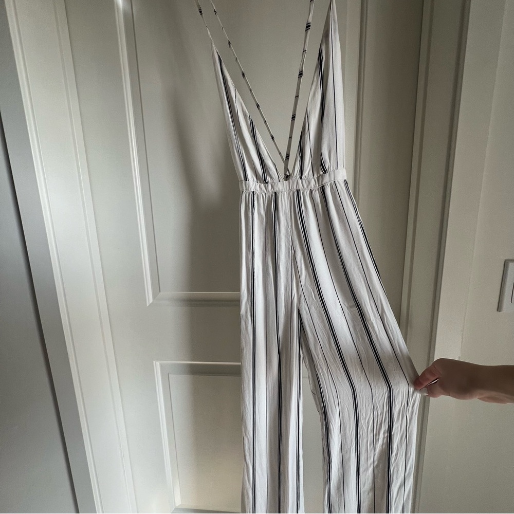 Chic White Striped Jumpsuit